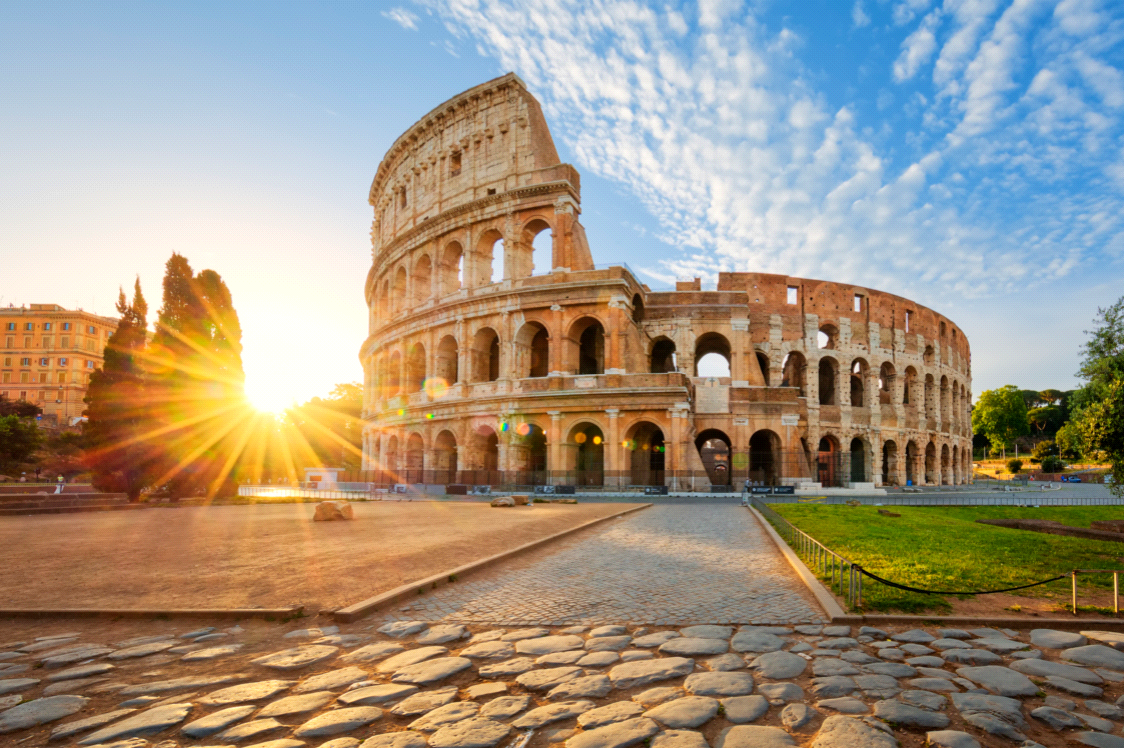 View of Colosseum at sunrise - Rome, Italy
